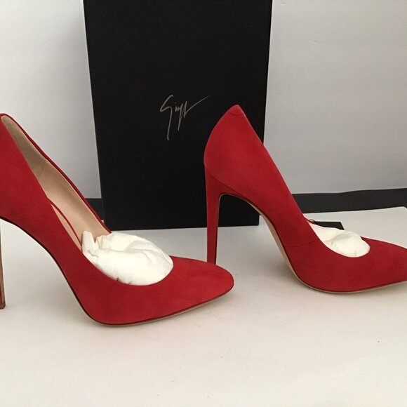 GIUSEPPE ZANOTTI Women's Bimba 110 High-Heel Stiletto Suede Red - Picture 2 of 11